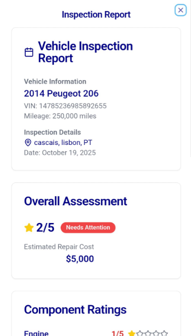 Screenshot of Inspeky app – Get Report step